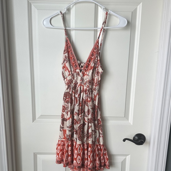 Angie Bohemian Orange and White Sundress with open back - Picture 1 of 4